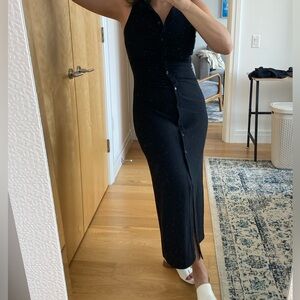 Reformation black lightweight button dress